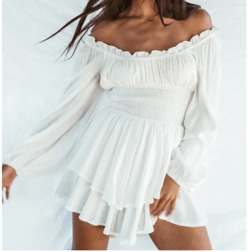Princess Polly White Long Sleeve Love Galore Romper